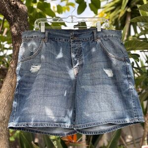 Victoria Secrets London Jean Button Fly Distressed Denim Shorts